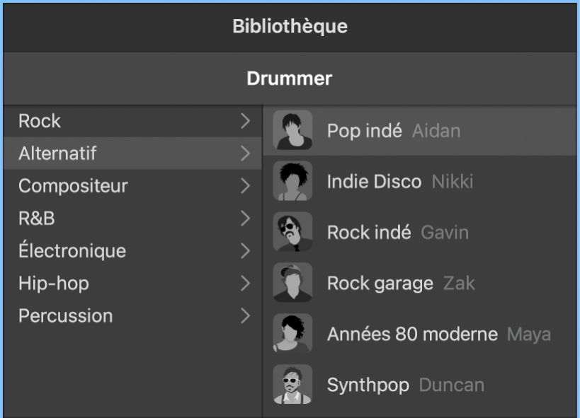 Fiche personnage dans l’éditeur Drummer.