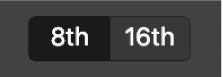 「8th」ボタンと「16th」ボタン。