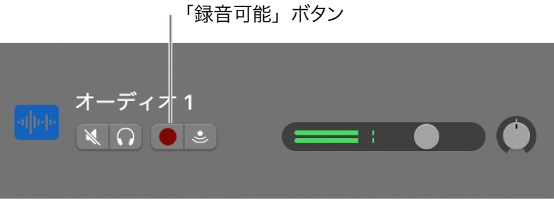 トラックヘッダの「録音可能」ボタン。