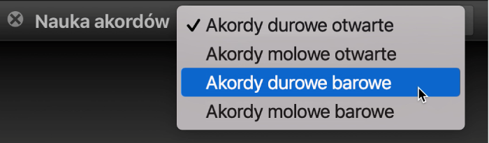 Menu podręczne Instruktor akordów.