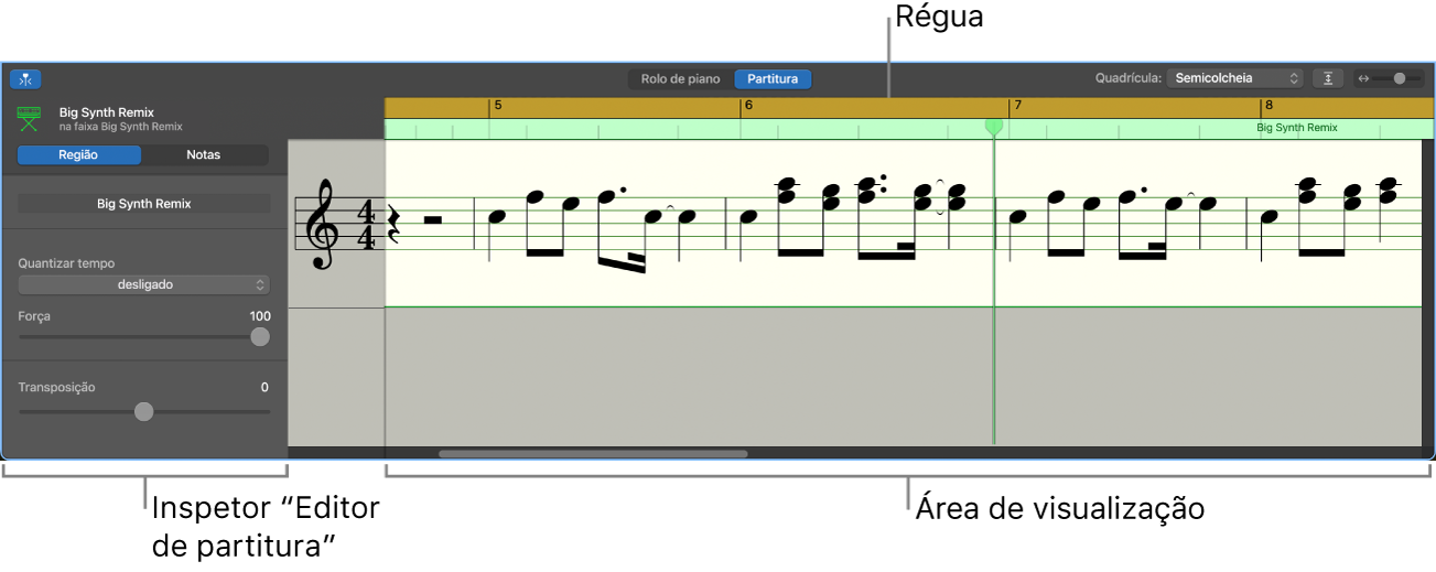 O editor de partitura.