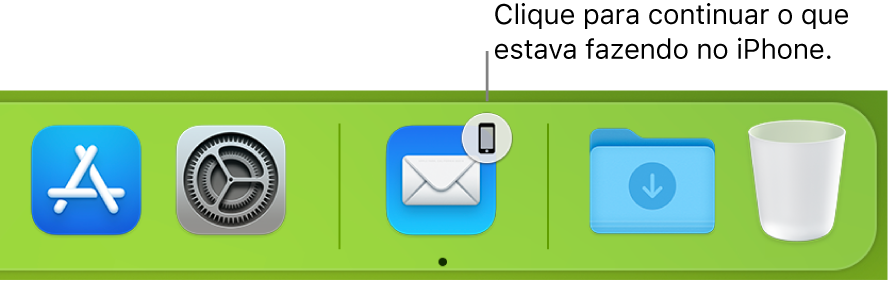 O ícone do Handoff visível no Dock.