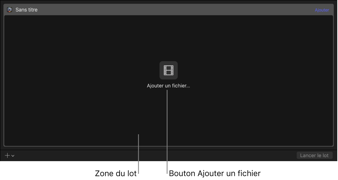 Zone du lot reprenant le bouton Ajouter un fichier
