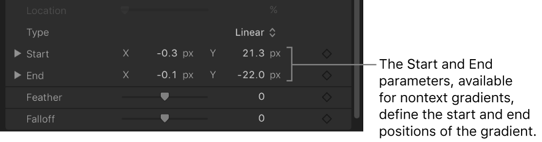 Parameter „Start“ und „Ende“ im Verlaufseditor