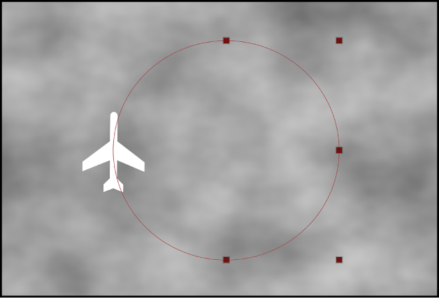 Canvas showing control points for Motion Path behavior