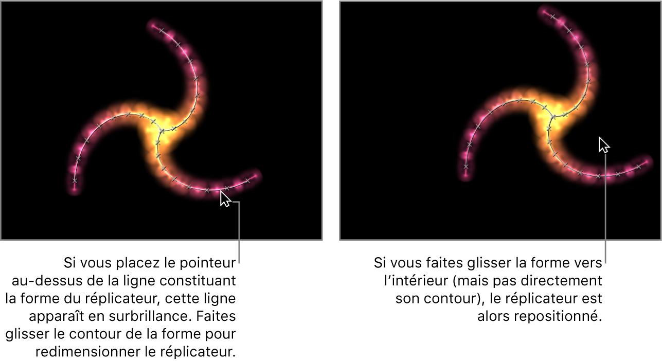 Canevas affichant les commandes à l’écran pour un réplicateur