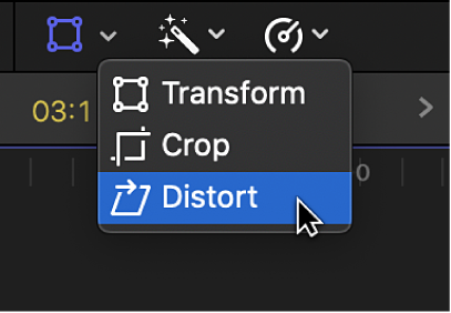 Die Menüoption „Verzerren“ für den Zugriff auf die Steuerelemente des Effekts „Verzerren“