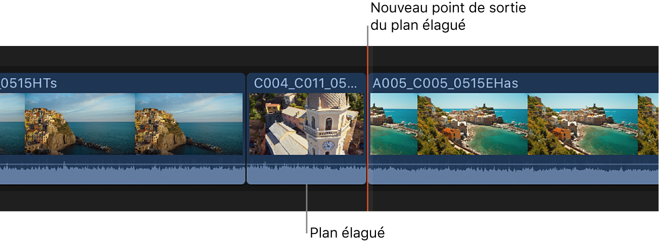 Plan élagué au niveau du survol dans la timeline