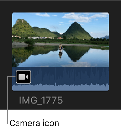 部分导入的片段上的摄像机图标