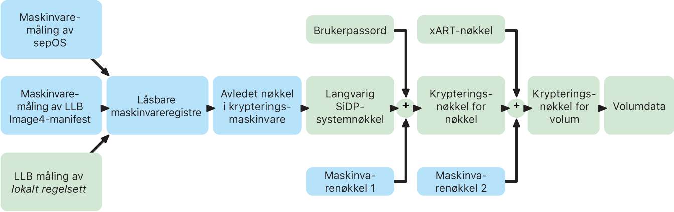 Sealed Key Protection-prosessen for en Mac med Apple-chip.