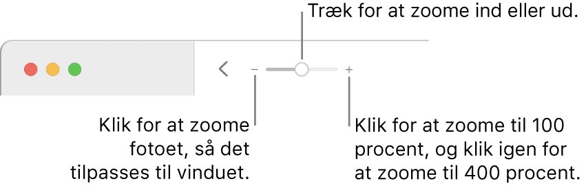 Værktøjslinjen, der viser zoomværktøjer.