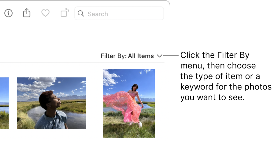 The Filter By pop-up menu set to show all items.