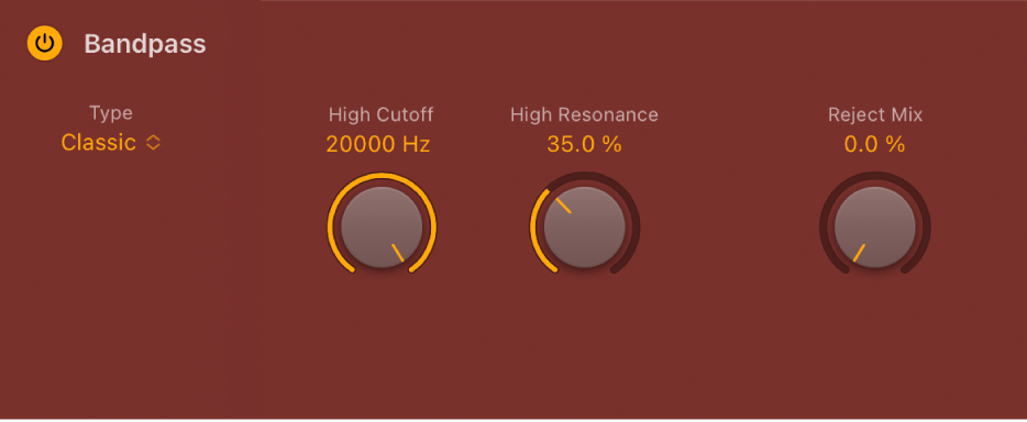 Abbildung. Bandpass-Parameter von Phat FX