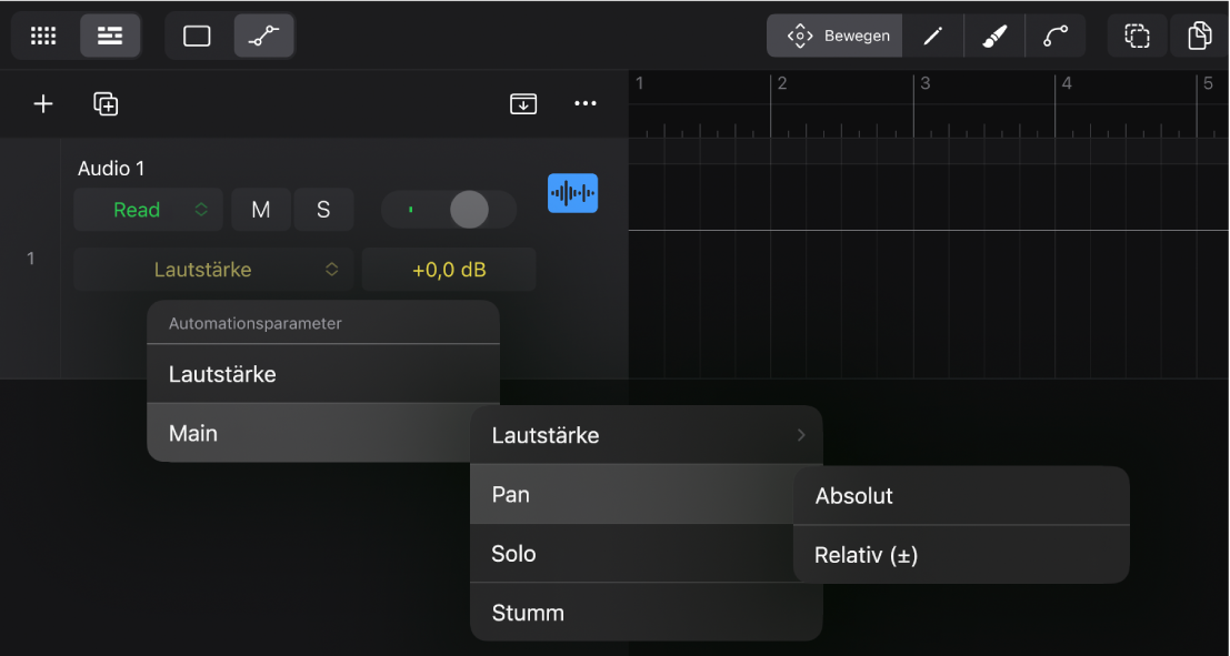 Abbildung. Absolute und relative Automationsparameter.