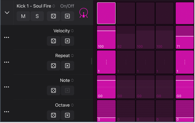 Figure. Subrows in Step Sequencer.