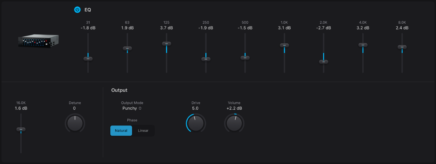 Figure. Vintage Graphic EQ equalizer window.