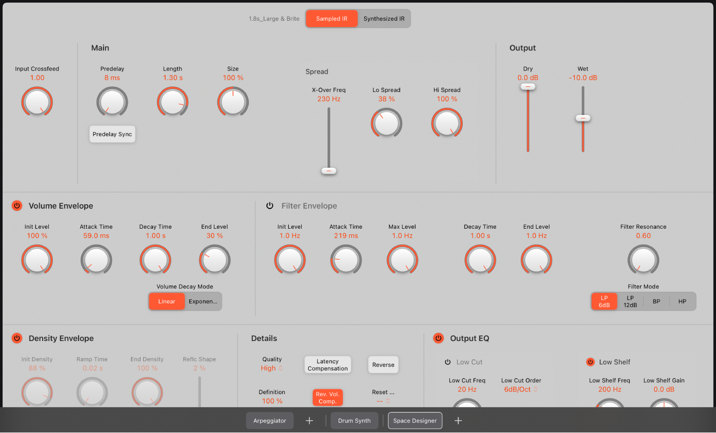 Figure. Space Designer IR parameters.