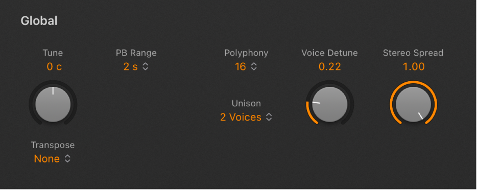 Figure. Retro Synth Global parameters.