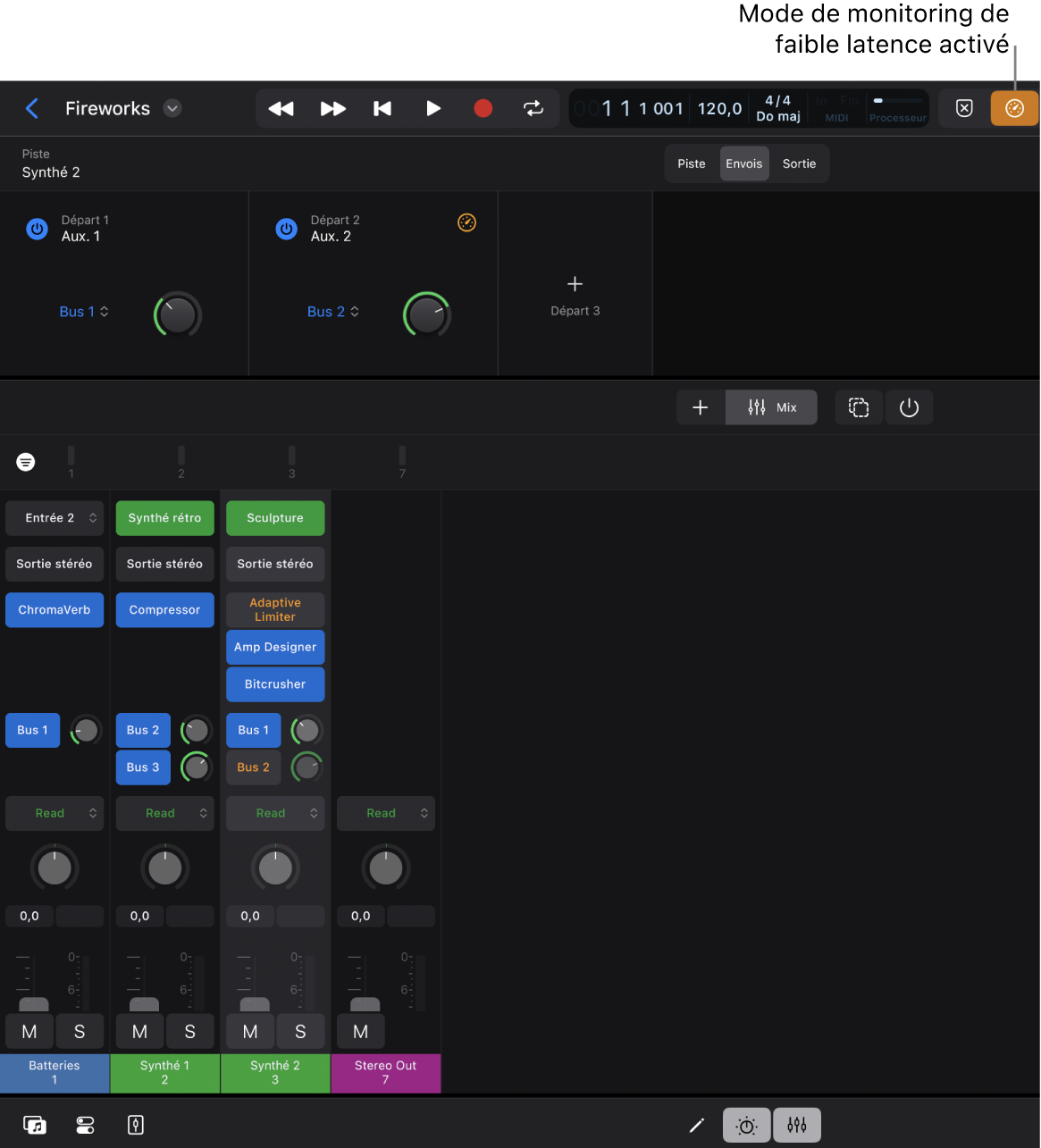 Figure. Mode Monitoring de faible latence activé.