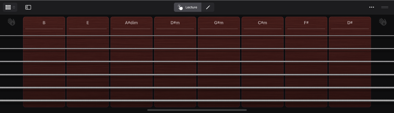 Figure. Surface de lecture « Bandes de guitare ».