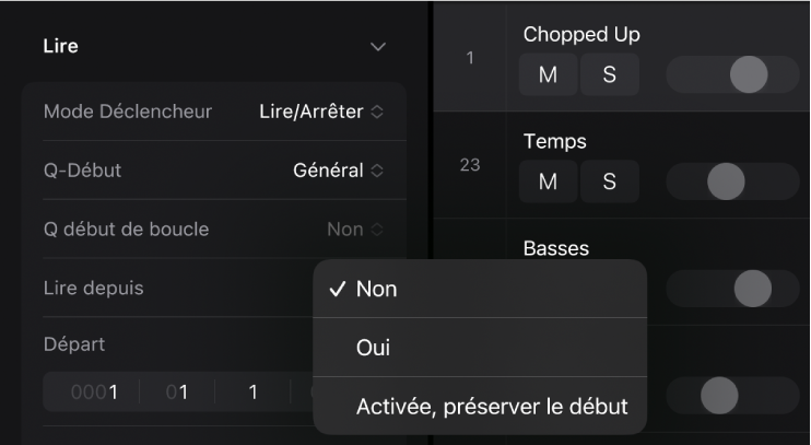 Figure. Menu local « Quantifier au début de boucle » dans l’inspecteur de cellule.