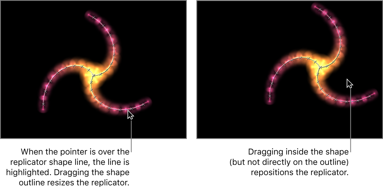 Canvas showing onscreen controls for replicator