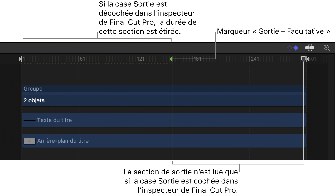 Marqueur Sortie - Facultative dans la timeline