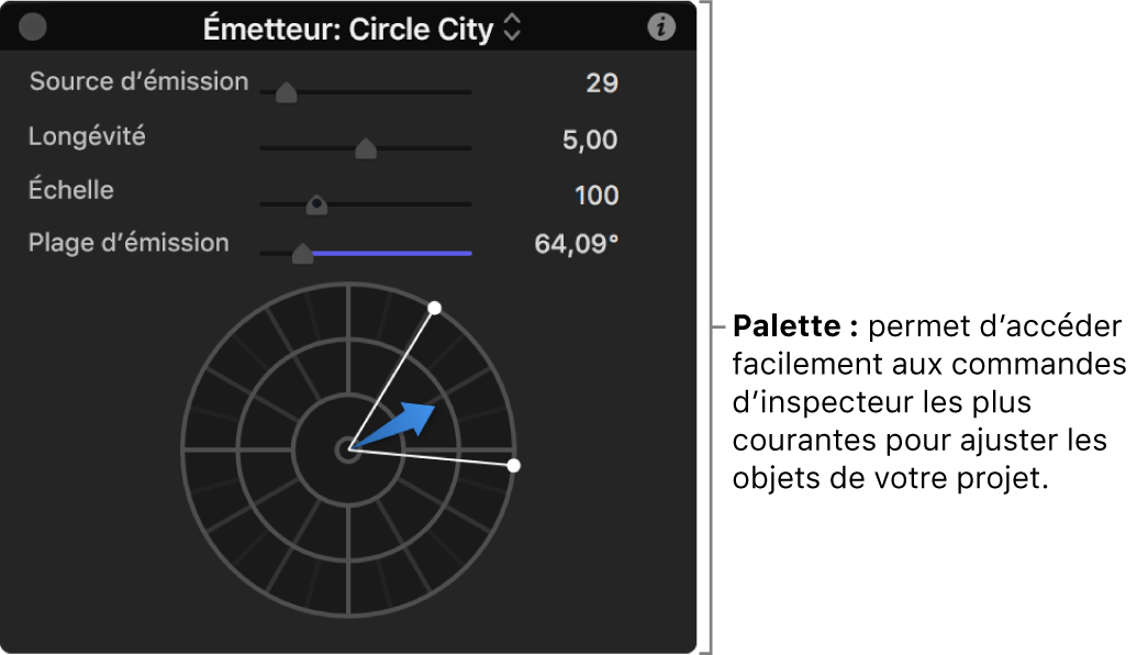 Fenêtre de la palette