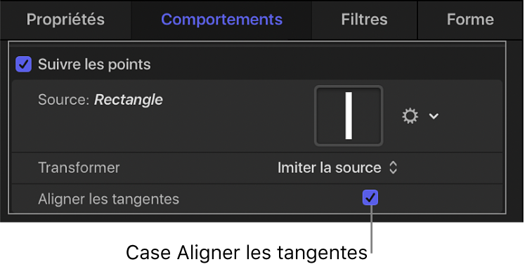 Case Aligner les tangentes