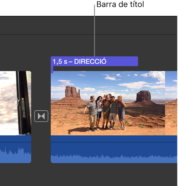 Barra de títol sobre un clip a la línia de temps