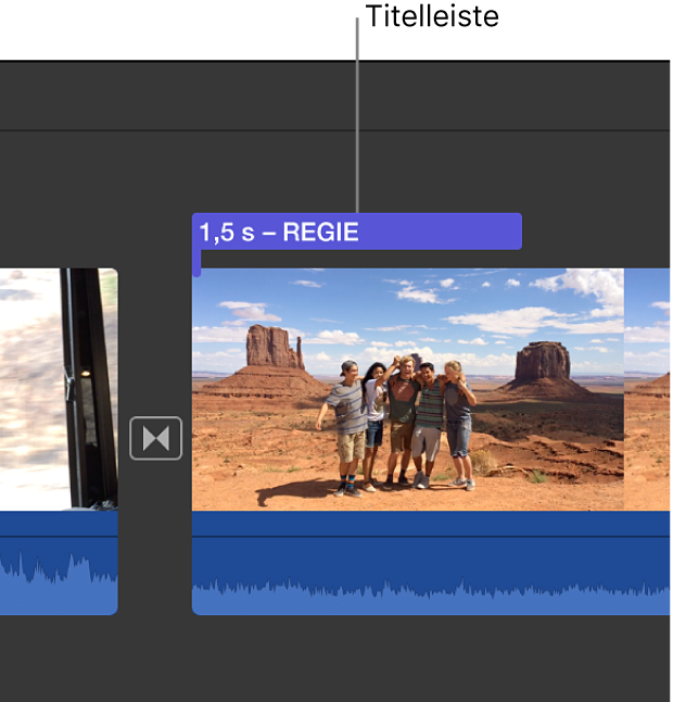 Titelleiste über dem Clip in der Timeline