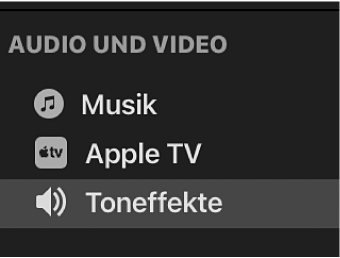 In der Seitenleiste ist „Toneffekte“ ausgewählt