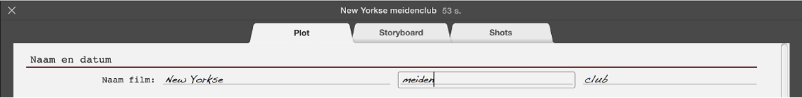 Tekst wordt ingevoerd in het paneel 'Plot' voor een trailer