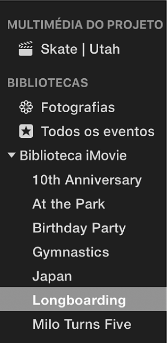 Evento selecionado na lista Bibliotecas