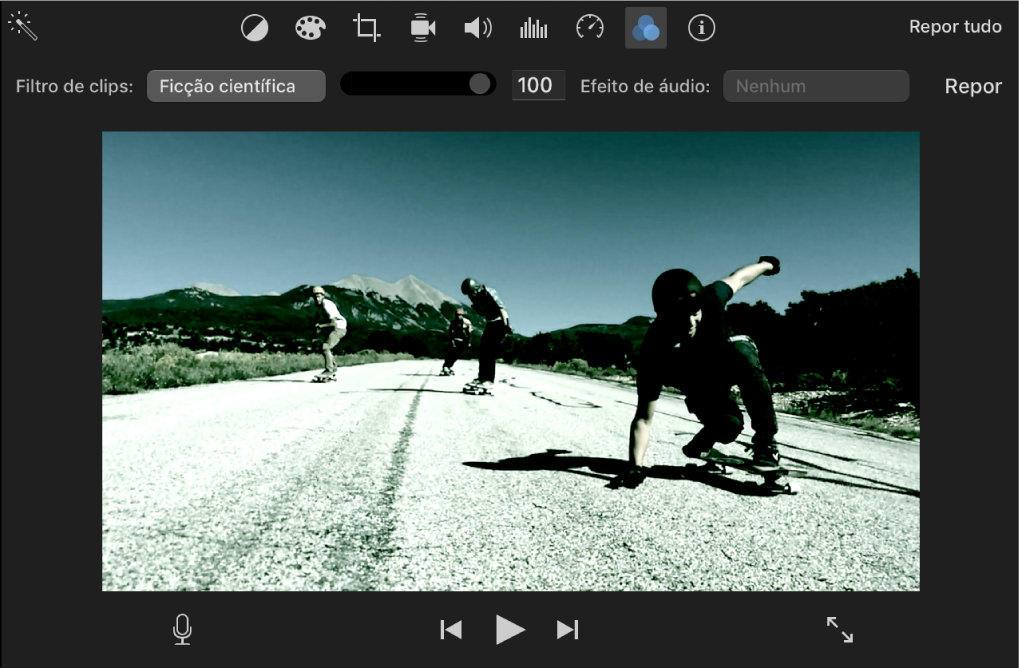 Efeito de vídeo de ficção científica aplicado ao clip no visualizador