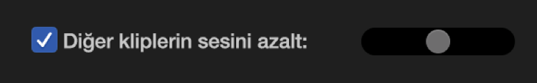 “Diğer kliplerin ses yüksekliğini azalt” onay kutusu seçili