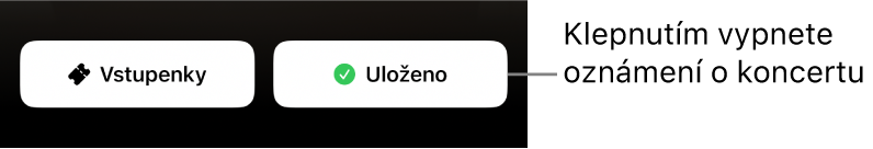 Aktivní (zaškrtnuté) tlačítko Uložit na průvodci koncertem v Shazamu