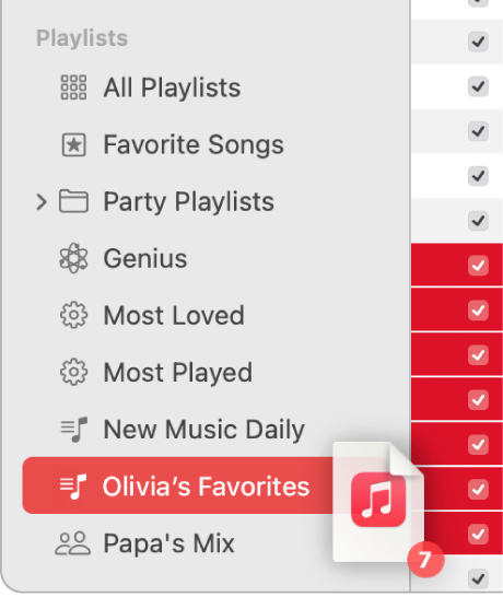 An album being dragged to a playlist. The playlist is highlighted.