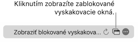 Pole dynamického Vyhľadávania s ikonou na zobrazenie vyskakovacích okien.