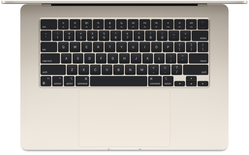 Skats uz MacBook Air datoru no augšas.