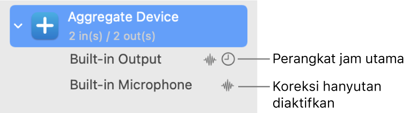 Perangkat audio yang digabungkan membuat perangkat agregat.