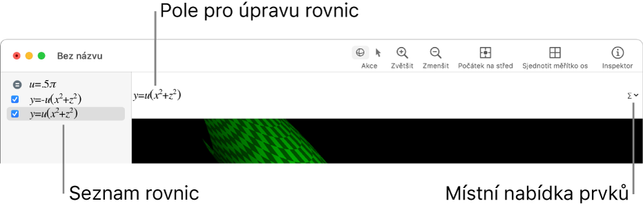 Rovnice vybraná v Grapheru.