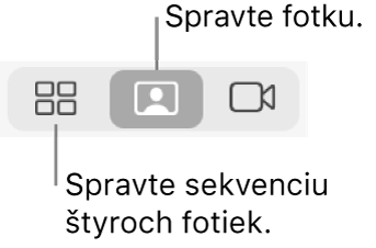 Tlačidlo Štyri obrázky (kde môžete urobiť sériu štyroch fotiek) a tlačidlo Obrázok (na odfotenie jednej fotky).