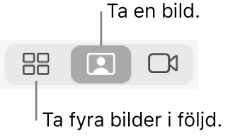 Fyrbildsknappen (som tar en serie med fyra bilder) och bildknappen (som tar en enda bild).