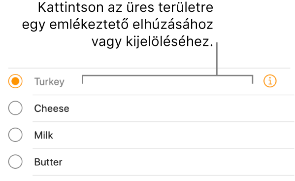 Az emlékeztető kijelöléséhez kattintson az üres területre az emlékeztető nevének jobb oldalán.