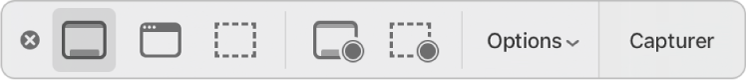 La sous-fenêtre d’outils de l’app Capture d’écran.