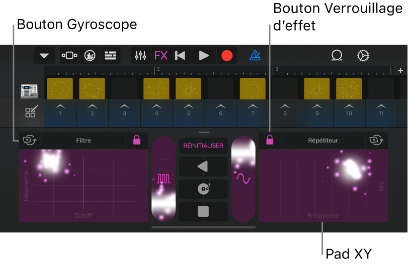 Illustration. Grille Live Loops avec l’option Remix.