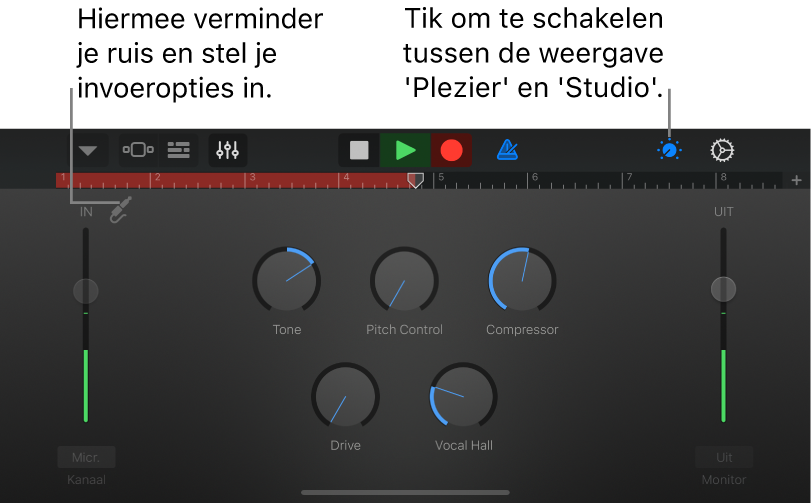 Studio-weergave Audiorecorder