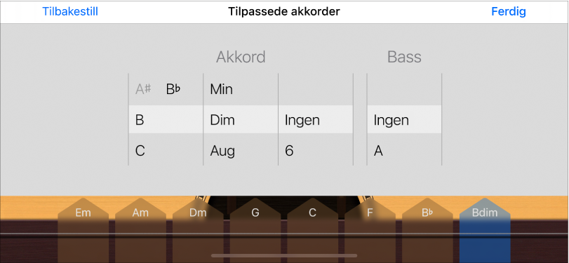 Kontrollhjul for tilpassede akkorder