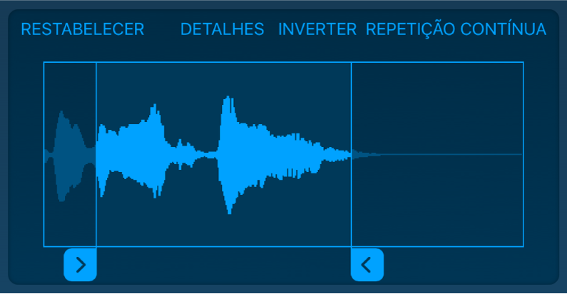 Arraste os puxadores azuis para encurtar o início ou o fim da amostra.